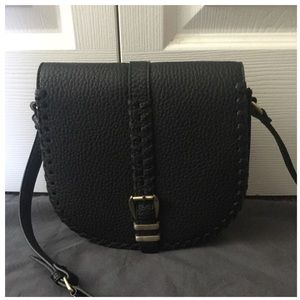 New Look Black Whipstitch Saddle / Crossbody Bag